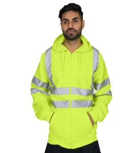 Mens High Widoczność Bluza Bezpieczeństwo Pullover Women Hi Vis Hood Bluza Bluza Niepowtarzalna ochrona drogi Worka Zużycie Sport Zużycie