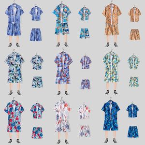 Designer Suit Summer Couple Set Mens Short Sleeved Shirt Trendy Floral Beach Shorts Two-piece 0byk