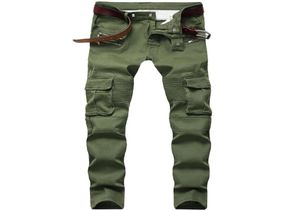 Godlikeu Mens Mens Monsycycle Jeans Green Black Skinny Moto Designer Urban Jogger Denim Pants6221560