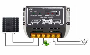 20A 12V24V Güneş Paneli Şarj Denetleyicisi Pil Regülatörü Güvenli Koruma Güneş Paneli Sistemi için Güneş Regülatörü US3924465