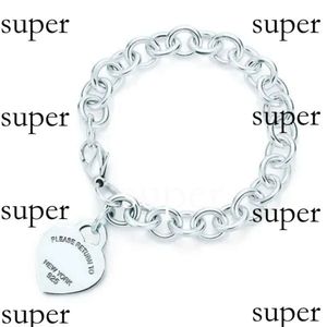 Дизайнерский браслет Tiffancy Классический браслет Tiffanybracelet S925 Стерлинговое серебро Двойная пластина Подвеска с капельным клеем Браслет в виде сердца с бриллиантовым покрытием Tiffanyset Fashion 610