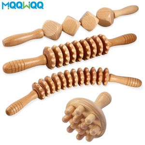 Natural Wooden Therapy Massage Set Curved Massage Roller Stick for Body Sculpting Relaxing Muscle Stiffness Back Massager 240301