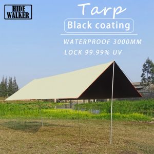 Skydd Black Coating tarp camping Ourdoor Vinyl Flysheet UV50 Waterproof Tarpaulin 3x3 3x4 Black Coated Canopy Camp UV Sun Shelter