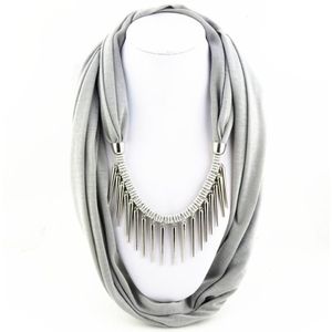 Scarves Arrival Women Fashion Garment Accessory Punk Style Rivet Pendant Necklace Scarf Jewelry Charms Solid Color226o