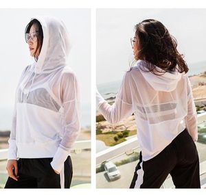 Women039s TShirt 2022 Mesh Yoga Top Sport Shirt Fitness Frauen Hoodie Langarm Mantel Workout Gym Tuch Tragen Lauf Jacke sp2644847