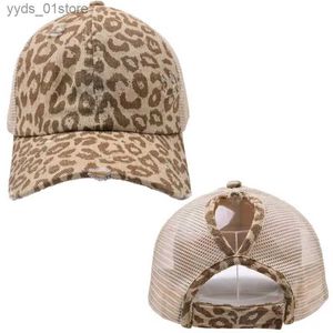 Boll Caps Classic Leopard Ponytail Mesh Baseball C Women Men Baseball Hat Snback Summer Casual Girls Hip Hop Sport Hats 2022 L240314