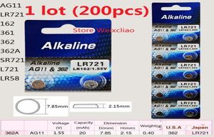 200pcs 1 Lot AG11 LR721 162 361 362 362A SR721 LR58 155V 알칼리성 버튼 셀 배터리 동전 배터리 2916968