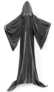 Ny Stock Black Cape Hooded Cloak Wizard Robes kostymer fodrade i 7 färger Satinwedding Cloak3830093