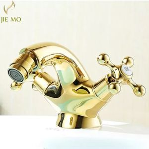 Gold Bidet Faucet Badrum Bad Basin Sink Facet Mixer Tap Crane 240311