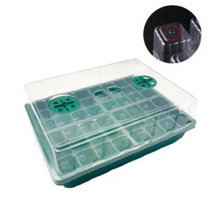 POTS 12 48 CELLER HÄLLER SEEDING TRAYS Seed Starter Kits Box Fuktighet Kupoler täcker grossistträdgårdsväxt växt groddar barnkrukor