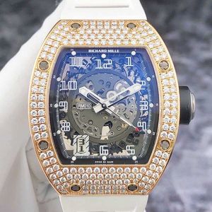 Męski zegarek projektant luksusowy automatyczny ruch zegarki Wysokiej jakości RM010 Rose Gold Back Diamond Data Wyświetlacza Mechaniczna zegarek