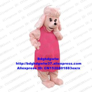 Costumi mascotte Rosa pelliccia lunga cane femmina barboncino Pudel Costume mascotte adulto personaggio dei cartoni animati Marketplace Ipermercato Festa di compleanno Zx2798