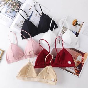Bras Triangle Cup Bra Women Seamless Push Up Crop Top Fitness Yoga Sports Deep V Bralettes Wireless For
