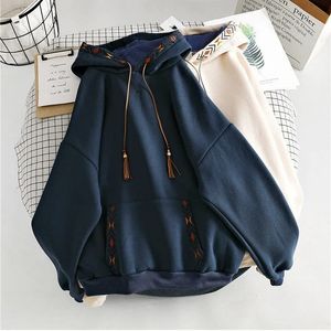 Hoodies Plain Womens Sweatshirt 2000 -talet i hooded Top Korean Fashion Nice Color E Harajuku Winter Cold Thick M Woman Clothing 240301