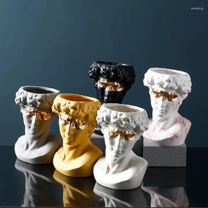 VASE NORSE STYLE STATUE MEN CERAMIC POTジューシーな彫刻Vaseリビングルーム装飾的な装飾品の装飾ドライアート