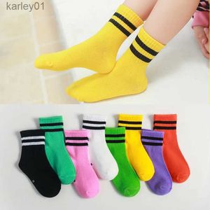 Kindersocken 1–12 Jahre, Kindersocken, Bonbonfarben, atmungsaktive Baumwolle, für Jungen und Mädchen, Sportsocken, schwarze Streifen, Frühling und Herbst, Studenten, Röhrensocken, yq240314