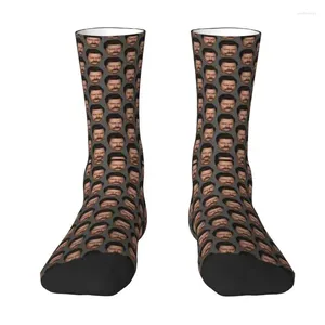 Men's Socks Cool Mens Ron Swanson Head Pattern Dress Unisex Warm Comfortable 3D Print Crew