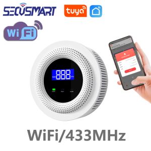 Kontrola Tuya Wi -Fi Detektor wycieku gazu ziemnego Bezprzewodowy czujnik wycieku gazu Smart Home Kitchen Security Sound Smart Life App