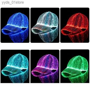 Ball Caps Adult Hat Shinning Baseball C Sun-Protections LED Glowing Hat Disco Party Baseball C All Season Fiber C Hat L240314