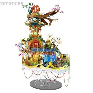 3D Puzzles Picture Kingdom 3D Metal Nano Puzzle Yuelao Pavilion Building Zestawy DIY laserowe Zaburzenia Zabawki dla dzieci dorosłych 240314