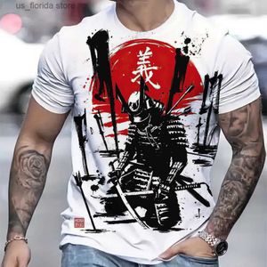 T-shirty męskie Japonia samuraja Mężczyzn T-shirt spersonalizowany krótki krótki slve ts Summer okrągły luźne ubranie dla męskich projektantów mody Y240315