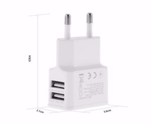 5V 2A EUUSプラグデュアルUSB 2ポート携帯電話旅行ホームウォールチャージャーアダプター2A1A for Samsung iPhone LG HTC SONY WHITE BLACK7627770