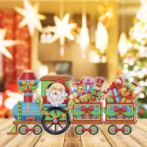 Stitch Special Shape Christmas Train House Diamond Målning Ornament Ljus Diy Full Diamond Mosaic Craft Art Kits Xmas Lamp Decoration