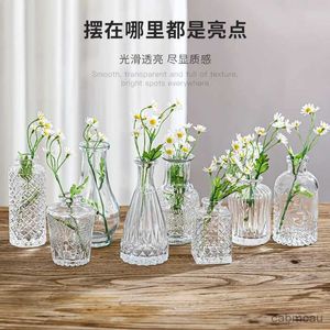 Vases Retro Relief Clear Glass Vase Water Raised Flowers Pocket Vase Wedding Decoration Living Room Dining Home Decor Furnishings