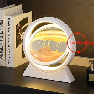 Lampy stołowe 1PC 3D ruchomy piasek Malarstwo LED LED - Deep Sea Sand Art Dekoracja domu - romantyczna lampka na festiwal do salonu biuro sypialni