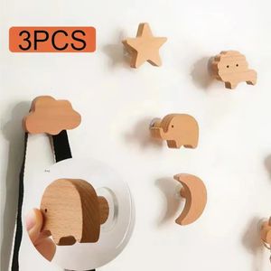 3 pezzi ganci in legno organizzazione supporto da parete appendiabiti portachiavi gancio per porta bagno accessori da cucina deco per la casa uncinetto 240305