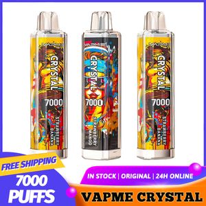 Atacado Original VAPME Crystal 7000 Puffs Descartáveis Vapes suco 7K Puff Vape Pen Dispositivos 14ML Carrinhos Pré-cheios 30 Sabores Bobina de Malha 650mAh Bateria E Cigarro