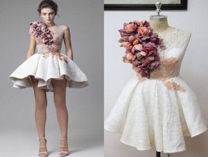 Sweety White Homecoming Dresses With Hand Made Flowers Jewel Prom Dresses Back Zipper With Lace Applique Short Custom Made Formal 5483703