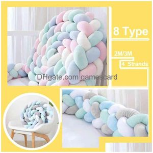 Bed Rails 2M/ Baby Bed Bumper Infant Cradle Pillow Knotted Braided Knot Crib Kids Cotton Protector Room Decor Aa220326 Drop Delivery B Dhbbf
