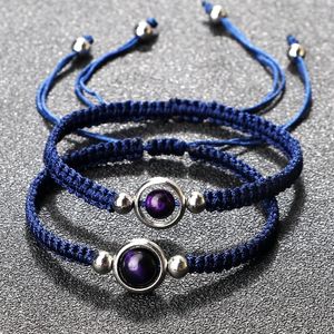 Braccialetti a maglie Bracciale alla moda Donna Uomo 6/8mm Viola Occhio di tigre Pietra Gioielli con ciondoli Catena da polso Nodi fatti a mano Corda per coppie Yoga