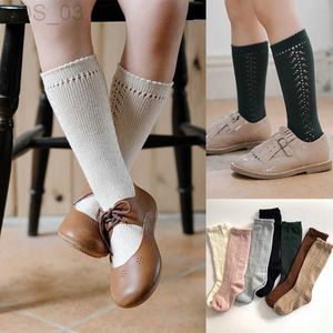 Kids Socks 100% Cotton Kids Knee High Socks Baby Girls Boys Spring Autumn Cotton Mesh Breathable Hollow Out Long Socks For 0-8 Years YQ240314