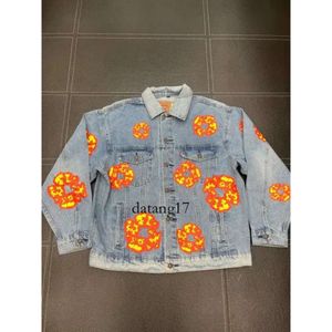 Denim Tear Hoodie Cowboy Mantel Jean Jeansjacke Herrenjacke Herren Designerjacke Denim Teers Jacke Kranz DENIM Classic Revers gewaschen 8005