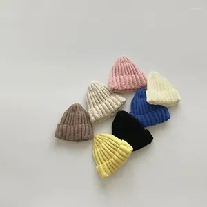 Berets 36-48cm Baby Knitted Hat 2024 Autumn/Winter Solid Color Minimalist Warmth Pullover Cap Boys Girls Pacifier Beanies