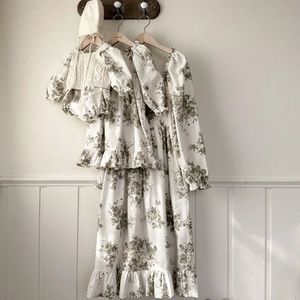 Outono primavera irmã roupas família olhar crianças vestidos de princesa bebê menina macacão floral impressão combinando roupas 240311