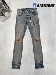 designer amirssNew Blue Side Bone Fashion Men's Jeans