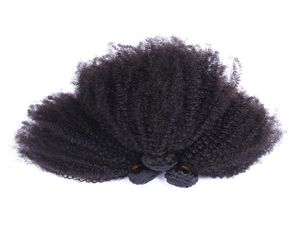 Mongol afro kinky encaracolado tecer cabelo pacotes cor natural 100 cabelo humano não remy tecelagem 8965951