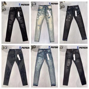 Lila Jeans, Jeanshose, Denim-Hosen, modische Damen-Lila-Marken-Trends, Distressed-Schwarz, zerrissene Herren-Baggy-Designer-Jeans mit gestapelten Löchern