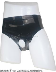 Svart sexiga latexunderkläder med hål gummibrister trosor jock rem underbyxor byxor plus storlek 00262683132