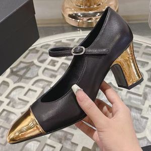 Mulheres dedo do pé redondo sandálias de salto grosso 2024 primavera verão chegam novas Mary Janes bombas venda quente designer de luxo vestido de festa de alta qualidade sapatos femininos genuínos