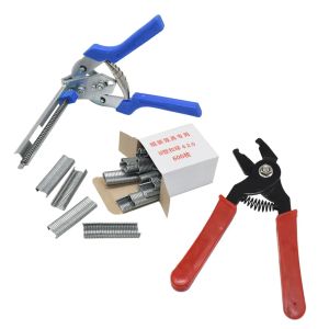 Accessories Hog Ring Plier Tool and 600pcs M Clips Staples Chicken Mesh Cage Wire Fencing Caged Clamp