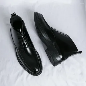 Boots Men Casual Pointed Ankle With Side Zipper For Anti Slip And Wear Resistance European Black Brown Sizes 38-44Male
