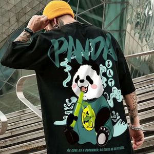 Mens T Shirts Tide 2021 Hip Hop Tees T-shirt Kinesisk stil Panda Haruku Loose Men Tops Casual Summer Overdimensionerade Male Punk kläder 516