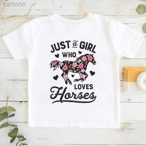 Tシャツ馬を愛する女の子プリントキッズTシャツ幼児半袖女の子かわいい服子供子供ギフト子供サマーティーLDD240314