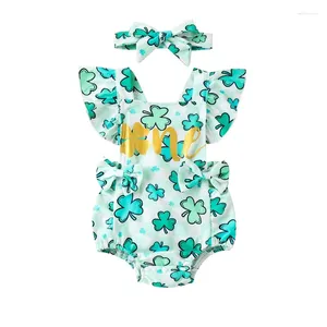 Rompers Onfmst Baby Girls Boy Clothes My First Easter Embroidery Sleeve Backless Bodysuits With Headband