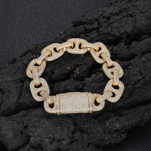 Hip Hop 16mm Schwein Nase Blase kubanischen Kette Zirkon Schmuck Zubehör Herrenarmband