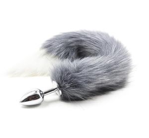 Sweet Magic Metal Rostfri Steel Butt Plug Size S Gray Fox Tail Anal Plug Erotic Anal Sex Toys Sex Game Products For Women7344339